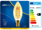 Preview: 1 STÜCK (VPE) SHADA LED Kerze E14 136lm 2.5W, extra-warmweiss 1800K, C35 gold, dimmbar, EEC: A (0600478_01)