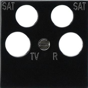 Gira 025910 Zubehör Zentralplatte 4-fach 50x50mm für Koaxial-Antennendose mit 2 zusätzlichen SAT-Anschlüssen Schwarz
