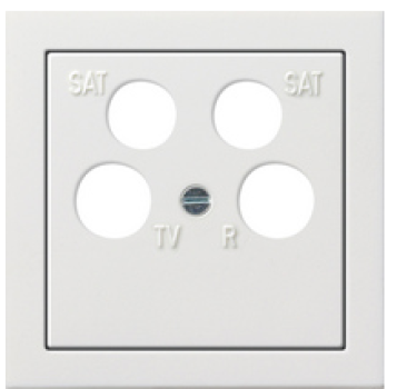 Gira 0259112 Zentralplatte 4-fach 50x50mm für Koaxial-Antennendose mit 2 zusätzlichen SAT-Anschlüssen Flächenschalter Reinweiß glänzend