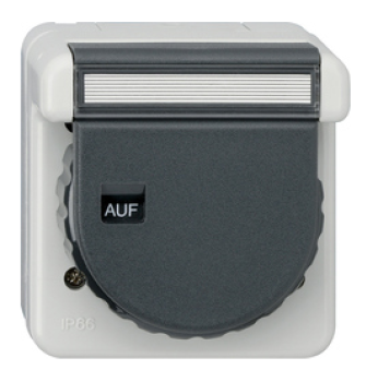 Gira 044031 SCHUKO-Steckdose 16 A 250 V~ mit Klappdeckel, Bajonettverschluss und Beschriftungsfeld Grau