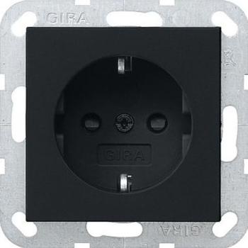 Gira 0453005 System 55 Schuko-Steckdose mit integriertem erhöhten Berührungsschutz und Symbol Steckklemmen Schwarz matt