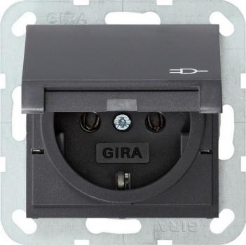 Gira System 55 anthrazit, Steckdose mit Klappdeckel 045428 Schuko