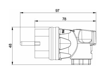 PCE Schuko Schutzkontakt-Gummi-Winkelstecker IP44 ( 250V 16A ) schwarz (05811-s)