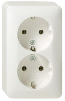 Gira 478013 Schuko-Doppelsteckdose AP Reinweiß