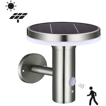 SHADA LED Solar-Außenwandleuchte Sevilla mit Sensor 6W 600lm 2700K Edelstahl IP44 (1000562)