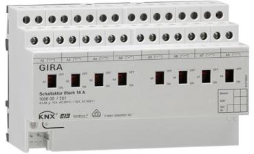 Gira 100600 KNX REG plus Schaltaktor 8-fach 16A mit Handbetätigung