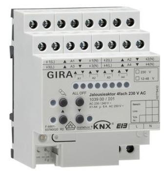 Gira 103900 KNX REG plus Jalousieaktor 4-fach AC 230V DC 12-48V mit Handbetätigung