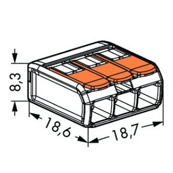 Wago Compact Verbindungsklemme mit Hebel - 3 Leiter 221-413 / 50 STÜCK (VPE)