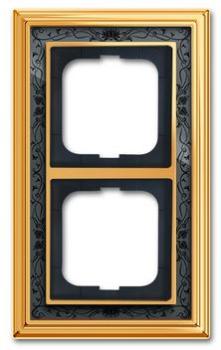 Busch-Jaeger 1722-833 Busch-dynasty Abdeckrahmen 2-fach Rahmen Messing poliert Dekor anthrazit