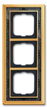 Busch-Jaeger 1723-833 Busch-dynasty Abdeckrahmen 3-fach Rahmen Messing poliert Dekor anthrazit