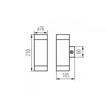 Kanlux Wandleuchte MAGRA EL-235, Farbe Edelstahl, für 2x GU10, IP44, ohne Leuchtmittel (18011) ***RESTPOSTEN***