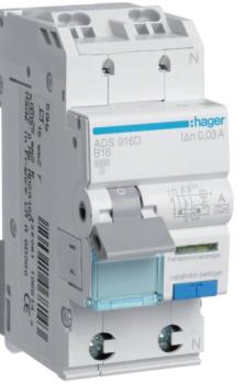 HAGER FI/LS-Schalter ACS916D 1P+N 6kA B16A 0,01A A QC&QB