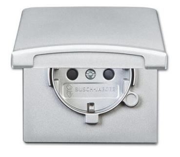 Busch-Jaeger 20 EUGK-33-101 Schuko-Steckdose mit Klappdeckel Allwetter 44 (IP44) alusilber