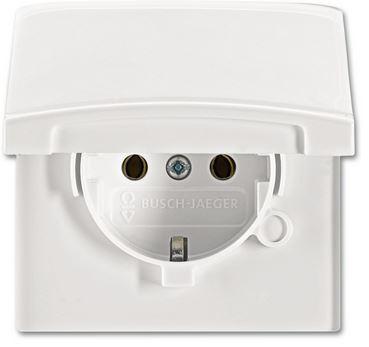 Busch-Jaeger 20 EUGK-34-101 Schuko Steckdosen-Einsatz mit Klappdeckel Allwetter 44 (IP44) alpinweiß