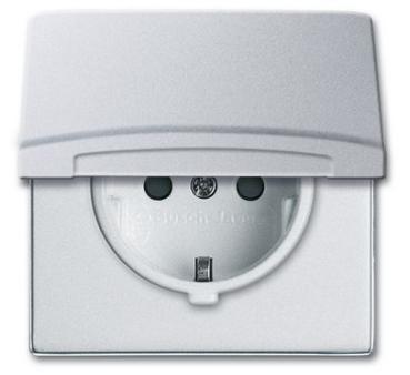 Busch-Jaeger 20 EUGKB-33-101 Schuko-Steckdose mit Klappdeckel Allwetter 44 (IP44) alusilber