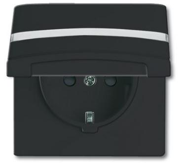 Busch-Jaeger 20 EUGKBN-35-101 Schuko-Steckdose mit Klappdeckel und Beschriftungsfeld Allwetter 44 (IP44) anthrazit