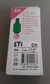 5 er Pack DIAZED Sicherungseinsatz E27 6A DII grün (002312403)