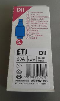 5 er Pack DIAZED Sicherungseinsatz E27 20A DII blau (002312406)