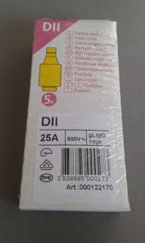 5 er Pack DIAZED Sicherungseinsatz E27 25A DII gelb (002312407)
