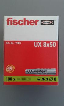 100 STÜCK (VPE) Fischer Universaldübel UX 8x50 mm Dübellänge (77869)