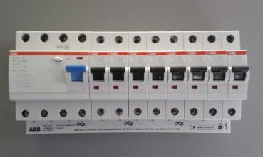 1x ABB FI F204A-40/0,03 + 8x ABB LS-Schalter S201-B16 + 1x PS3/12FI Sammelschiene