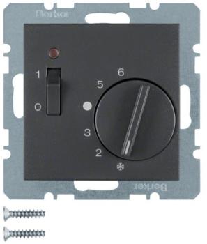 Berker 20301606 Temperaturregler mit Öffner, Zentralstück, Wippschalter u. LED B.3/B.7 anthrazit, matt