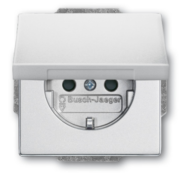 Busch-Jaeger 20 EUK-83 future linear SCHUKO Steckdosen-Einsatz mit Klappdeckel alusilber