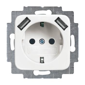 Busch-Jaeger 20 EUCB2USB-214 Reflex Si Schuko/2xUSB Steckdose alpinweiss ***RESTPOSTEN***