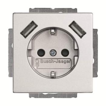 Busch-Jaeger 20 EUCB2USB-83 future linear 2xUSB Steckdose mit integriertem erhöhten Berührungsschutz alusilber ***RESTPOSTEN***