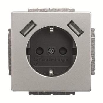Busch-Jaeger 20 EUCB2USB-866 Schuko/2xUSB Steckdose pur Edelstahl ***RESTPOSTEN***