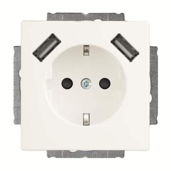 Busch-Jaeger 20 EUCB2USB-884 future linear Schuko 2xUSB-Steckdose mit integriertem erhöhten Berührungsschutz studioweiß matt ***RESTPOSTEN***