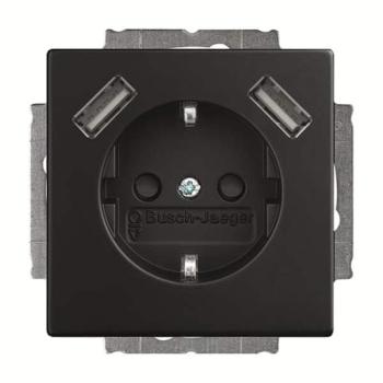 Busch-Jaeger 20 EUCB2USB-885 Schuko/2xUSB Steckdose schwarz matt ***RESTPOSTEN***