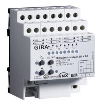Gira 216000 KNX REG plus Rollladenaktor 4-fach AC 230V mit Handbetätigung