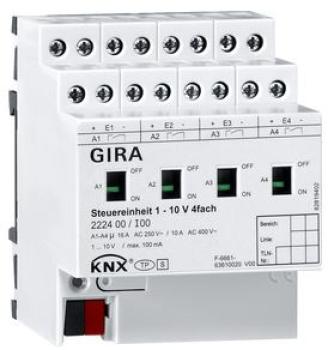 Gira 222400 KNX REG plus Steuereinheit 1-10V 4-fach mit Handbetätigung
