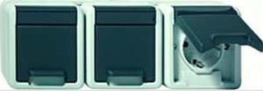 GIRA Aufputz System IP 44 Grau Steckdose 3-fach waagerecht 078930
