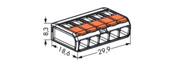 Wago Compact Verbindungsklemme mit Hebel - 5 Leiter 221-415 / 25 STÜCK (VPE)