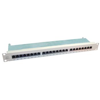 Patchpanel STP 24xRJ45 Cat.6, 19“ 1HE, geschirmt, grau (37667.1M)