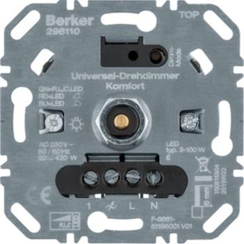Berker 296110 Universal-Drehdimmer Komfort R L C LED Softrastung 20-420VA