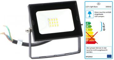 SHADA LED-Strahler Flutlichtstrahler 10W 800lm 4000K schwarz IP65, EEC: A-A++ (0300642) ***RESTPOSTEN***