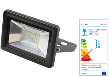 SHADA LED-Strahler Flutlichtstrahler flach 20W 1800lm 4000K schwarz IP65, EEC: A-A++ (0300701) ***RESTPOSTEN***