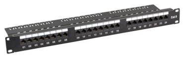 Patchpanel UTP 24xRJ45 Cat.6 / Class E, 19" 1HE , schwarz (37583SW.1)