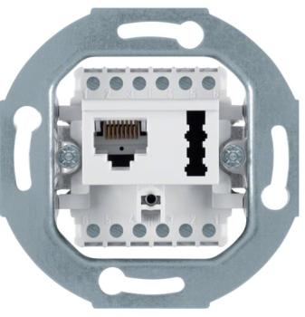 Berker 458809 UAE 8(6)/TAE 6 F+N-Steckdose Modul-Einsätze polarweiß, matt