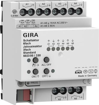 Gira 502300 Schalt-/Jalousieaktor 6f/3f 16 A REG Std KNX Secure