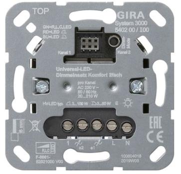 Gira 540200 System 3000 Universal-LED-Dimmeinsatz Komfort 2-fach