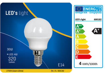 1 STÜCK (VPE) SHADA LED Globe E14 320lm 4W, warmweiss 2700K, G45 Opal, EEC: A+ (0600182)