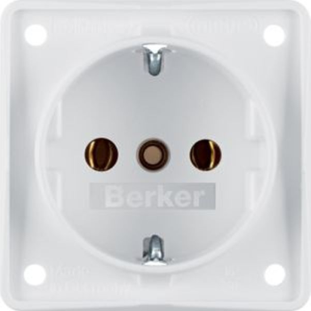 Berker 941852502 Integro Schuko-Steckdose mit Schraubklemmen polarweiß mit Steckdose in Kompaktbauweise mit Schraubklemmen