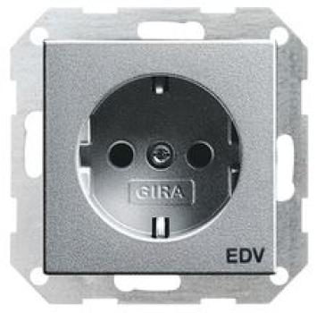 Gira 045826 System 55 Schuko-Steckdose mit Aufdruck EDV Farbe Aluminium lackiert