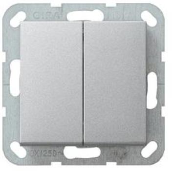 Gira 012826 System 55 Doppelwechsel Tastschalter mit Wippen Farbe Aluminium lackiert ***RESTPOSTEN***