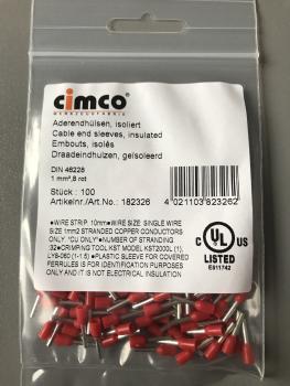 Cimco Aderendhülsen isoliert 1.0N Rot, verzinnt (100 STÜCK (VPE)) 182326