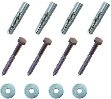 Zählerschrank Befestigungsset (4x Schraube, 4x Dübel, 4x Unterlegscheibe)